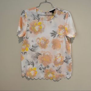 White Floral Banana Republic Blouse Size XS